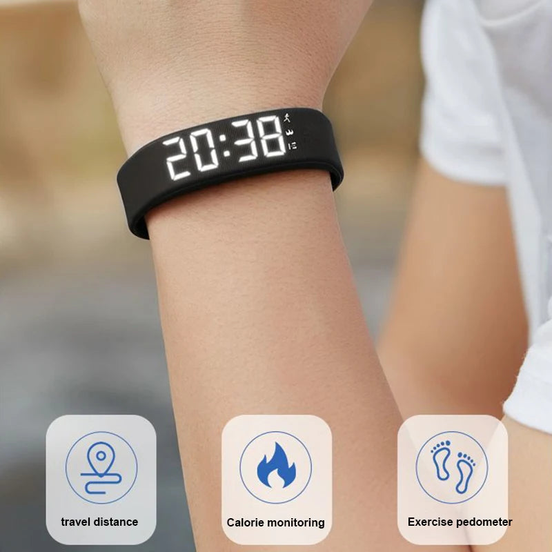 Duvella Silent Alarm Wristband - Vibration Wake-Up Smart Band with Pedometer