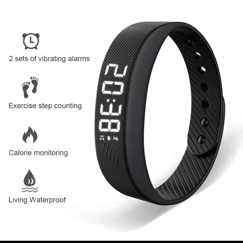 Duvella Silent Alarm Wristband - Vibration Wake-Up Smart Band with Pedometer