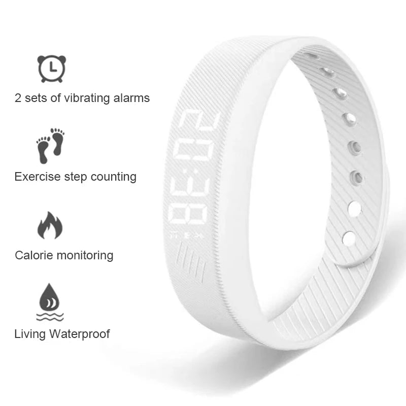 Duvella Silent Alarm Wristband - Vibration Wake-Up Smart Band with Pedometer